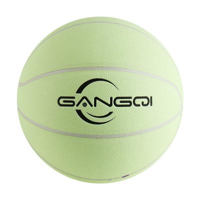 China Durable Custom Laminated Moisture Absorbing Black PU Leather LED Basketball Glowing Ball Glows In The Dark for sale