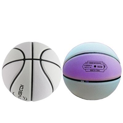 China Luminous Basketball Logo Luminous Leather Basketball Custom Made Durable Wholesale Glow Sports for sale