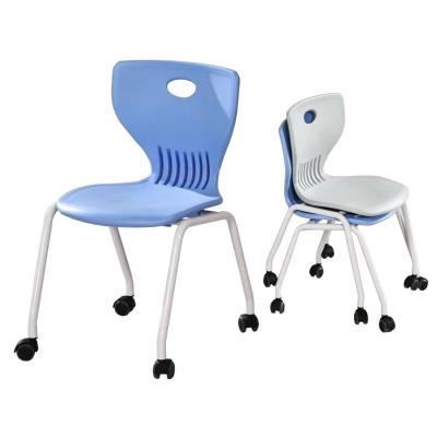 China Colorful Contemporary Hot Sale School Furniture Classroom Conference Training Stackable PP Plastic Room With Wheels Chair For Students for sale