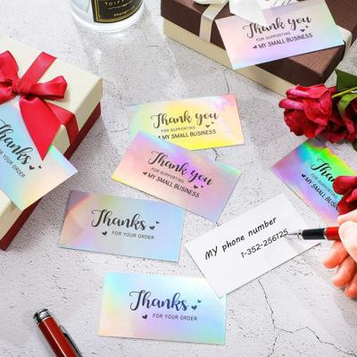 China Europe Glitter Holographic Rainbow Thank You Cards , Custom Thank You Card For Business Shopping for sale