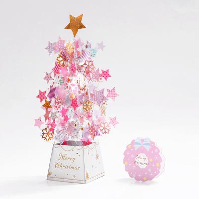 China Custom Christmas Day Factory 3d Paper Cut Christmas Decoration Gift Ornaments With Greeting Card for sale