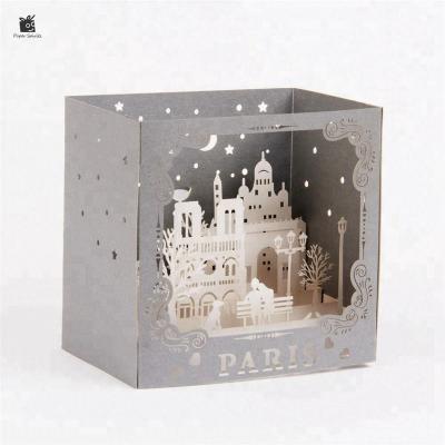 China China Romantic Valentine's Day Paris Gift Box Pop Up Card With Message Card for sale