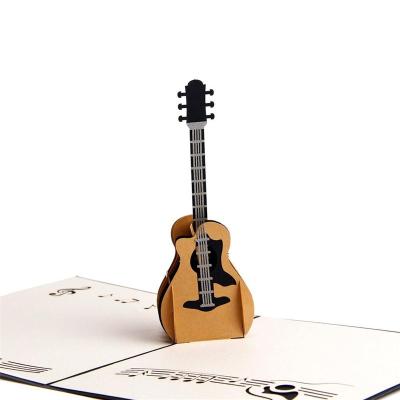 China Custom Handmade Europe Laser Cut Guitar 3d Sound Greeting Cards for sale