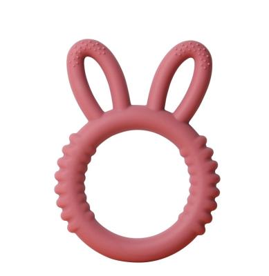 China Non-Toxic Food Grade Rabbit Head Baby Teether Chew Teether Loose Ring Baby Gift Toy Set Organic Beads Baby Teether for sale