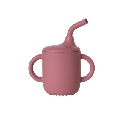 China BPA XLEE Food Grade Silicone Vends Silicone Baby Well Cup With Straw Baby Straw Tritan Cup for sale