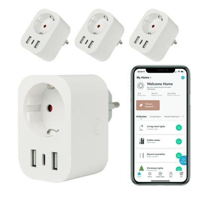 China Tuya EU Style Dual USB Ports 220-240V 16A Charging Smart Wifi Germany Socket Standard APP Control With Type-C USB Port for sale