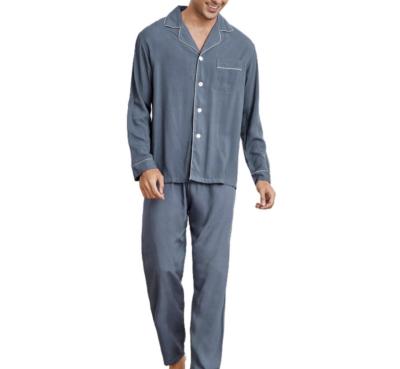 China QUICK DRY Contrast Piping Solid Winter Creams Lounge Wear Sets Pajamas Winter Mens Home Pajamas for sale