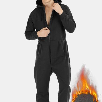 China Breathable Men Thicken Cotton Loungewear Overalls 2 Ways Passionate Zipper Down Hooded Liner Fleece With Pockets for sale