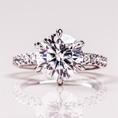 China Romantic Brilliant Round Cut Factory Moissanite Custom Finger Ring White Gold Engagement Rings For Women for sale