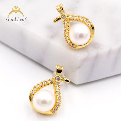 China CLASSIC Goldleaf Jewelry Simple Design 14K Gold Round Top Quality Round Freshwater Pearl Earrings Big Pearl Earrings for sale