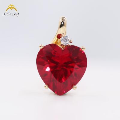 China CLASSIC Fine Stone Heart Shape Ruby Pendant Necklace 18k Gold Jewelry Goldleaf glod 18k sterling necklace for sale