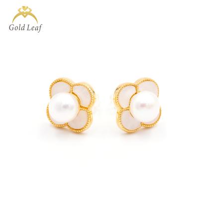 China Luxury Fashion Earring 18K Gold Pearl Stud Earring Women Brands Designer Popular FASHIONABLE Four Leaf Clover Moissanite Diamond Earring for sale