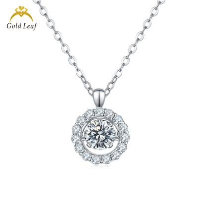 China Vintage Redleaf Jewelry 925 Fine Sterling Silver Necklaces 5mm Moissanite Round Pendant Necklace For Party for sale