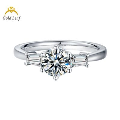 China Goldleaf Luxury Jewelry Customized S925 Silver Luxury Engagement Moissanite Diamond Ring Rings For Woman for sale