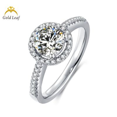 China Goldleaf engagement 925 moissanite jewelry wholesale customized silver round cut CLASSIC making moissanite ring for sale