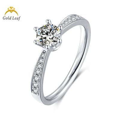 China Goldleaf CLASSIC Jewelry 925 Sterling Silver Claw Setting Eternity Women Moissanite Ring for sale