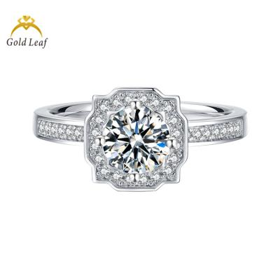 China Goldleaf Jewelry S925 GRA Luxury Silver Luxury Certificate D VVS Moissanite Diamond Ring Rings For Woman for sale