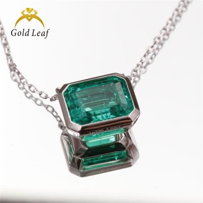 China CLASSIC Goldleaf Jewelry Fine Necklace Lab Developed Green Stone Heater Cut Necklace 925 Sterling Silver for sale