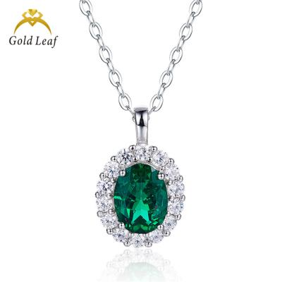 China CLASSIC Goldleaf Jewelry Pendant For Women's Lady Fashion 925 Sterling Silver Lab Developed Royal Green Necklace for sale