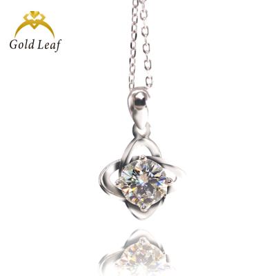 China CLASSIC Goldleaf Jewelry, Custom 925 Sterling Silver Four Leaf Clover Gold Plated Moissanite Pendant Necklace for sale