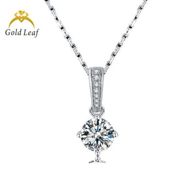 China Goldleaf D Color Moissanite Diamond Necklace Jewelry Gold Plated CLASSIC Pendant Necklace for sale