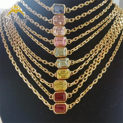 China CLASSIC Goldleaf Jewelry 925 Silver With Gold Plated Lab Grown 18k Sapphire Stone Fashion Jewelry Necklace for sale