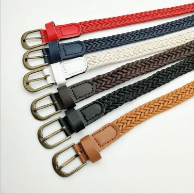 China Polyester Easy Belt No Buckle Elastic Waist Belts For Women Fashion Stretch Item Men Jeans Belt In Leather Covered for sale