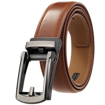 China Comfortable Fashion Adjustable Leather Belt Men's Business Balance Ratchet Leather Belt With Click Buckle for sale