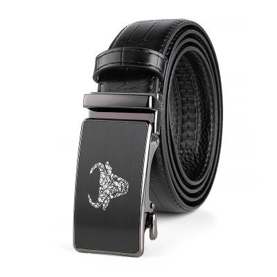 China Comfortable Men's Crocodile Pattern Leather Belt Business Casual Dress PU Belt With Automatic Buckle for sale