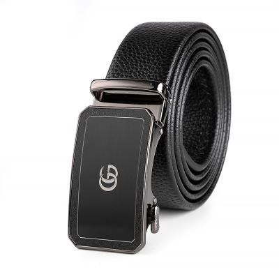 China Comfortable Men's Microfiber Lychee Pattern Belt Zinc Alloy Business Casual Dress Belt With Automatic Buckle for sale