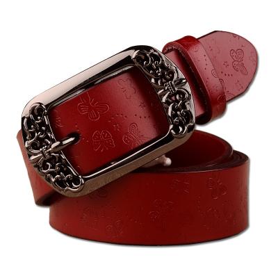 China Wholesale Casual All-match Comfortable Ladies S Decoration Leather Belt Pin Buckle Cowhide Belt Women&'s Retro for sale