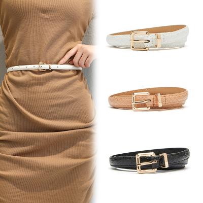 China Fashion Wholesale Custom Made High Quality ALLOY PU Leather Snake Print Belt Pin Buckle Ladies Belt For Dress for sale