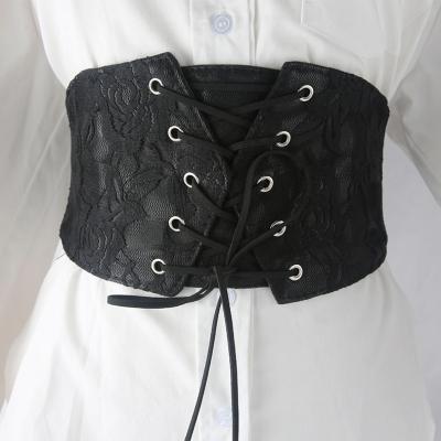 China Factory direct high quality PU lace casual wide waistband elastic women's waist trainer corset slimming belt for sale