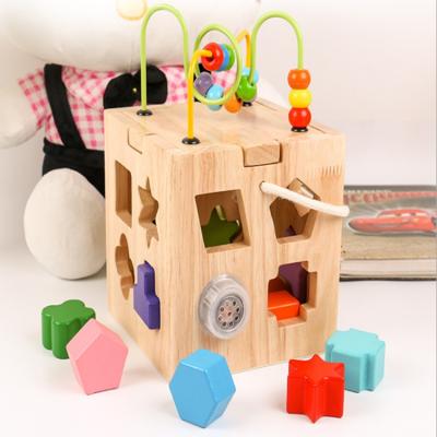 China Montessori Eco-friendly Material Toys Building Blocks Bead Maze Toy Intelligence Wooden Box for sale