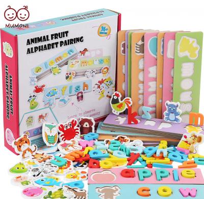 China New Product Design New Product Enlightenment Toys Basic Letters English Flashcards/Wooden Letters/Words Knowledge Cute Animals Spelling Game for sale