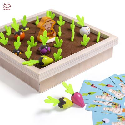 China Children's Toy Early Educational Carrot Shape Radish Height Awareness Toys Fun Vegetables Memory Wooden Pull Matching Game Non-Toxic Eco-Friendly for sale