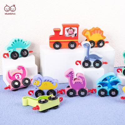 China Digital Wisdom Brain Training Preschool Kids 1-10 Number Digital Train Set Color Digital Dinosaur Shape Cognitive Train Set for sale