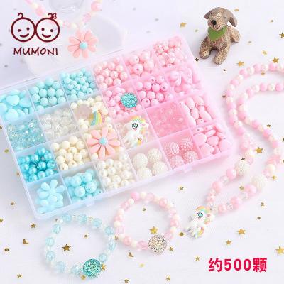 China 500/450pieces box beads string toy 2021 creative jewelry making game girl handmade necklace and decoration popular diy beads play for sale