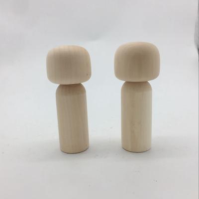 China DIY TOY DIY Painted Peg Doll Unfinished Wooden Kokeshi Doll Customized Size And Shape for sale