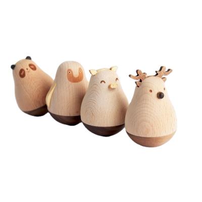 China Interesting Animals Wooden Woodlouse Desktop Toy Woodlouse Desktop Toy Tumbler Wooden Toy Tumbler Toy for sale