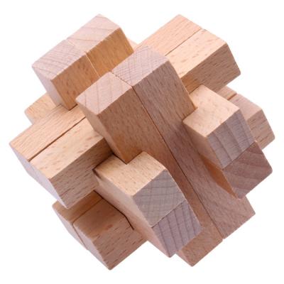 China Multifunctional wooden cube riddle educational toys for kids wooden luban lock puzzle games set wooden cube riddle for sale