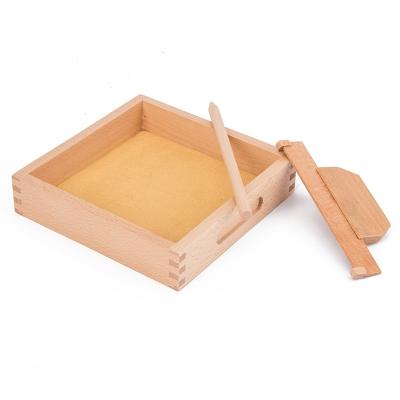 China Eco-friendly Material New Design Popular Montessori Toys Scraping Wooden Sandbox For Kids Study for sale