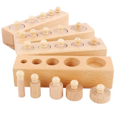 China Eductional child montessori toys multifunctional baby toys cylinders ladder blocks kids montessori matching wooden blocks for sale