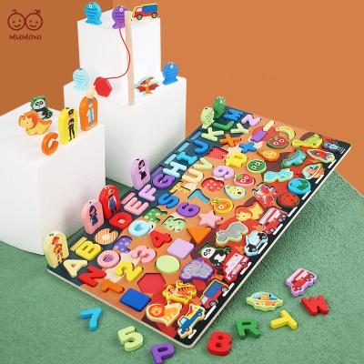 China Eco-Friendly Non-Toxic 10 In 1 Magnetic Matching Board Fishing Logarithmic Board Children's Educational Wooden Digital Game Puzzle for sale