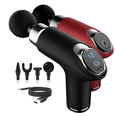 China Mini Muscle Massager Body Pain Cloth Gun 2022 Smart Massage Gun LCD Display Massage Deep Body Vibration Massager Deep Relief Sports Fitness Office Relax for sale