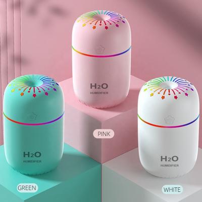 China Color Changing LED Light 300ml H2O Spray Mist Humidifier Dual Aroma Humidifier 2022 Mini Essential Oil Diffuser Car Humidifier Portable USB Air Humidifier for sale