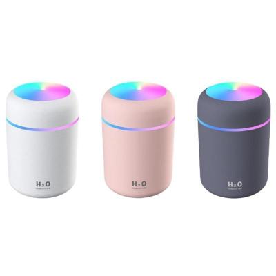 China Mini 300ml H2O Air Humidification+Light 2022 Dual Spray Portable Mist Humidifier Light Aroma Essential Oil Diffuser Car USB Air Humidifier for sale