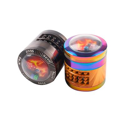 China Cheap Custom Zinc Alloy Metal Plastic Grinder With Dice One-Stop Buy Herb Grinding In Clear Top Windows for sale