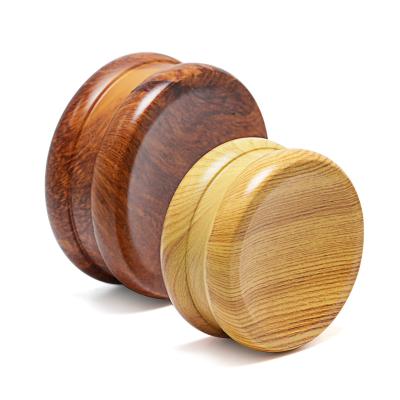 China Tobacco Spice Herb Leaf Custom Logo New Grinding Flower Shape Tobacco Herb Crusher Wooden Grinder 2 Layers Herb Grinder for sale