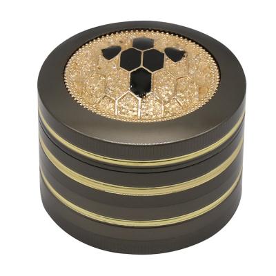 China Herb Leaf Custom Wholesale Tobacco Spice Flower Grinding Gun Black 63mm 4 Parts Herb Grinder Zinc Alloy Herb Grinder for sale